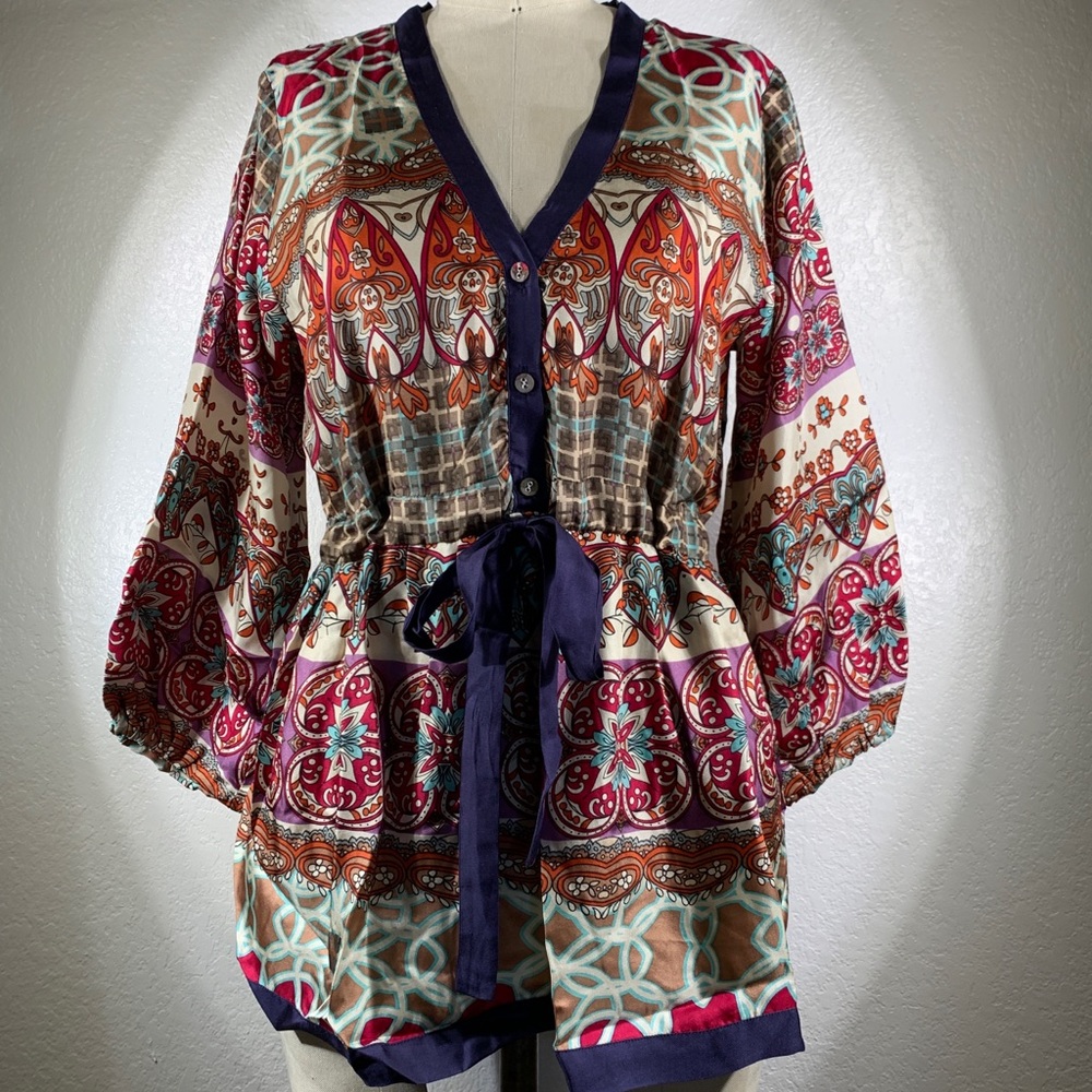 Johnny Was Britton tie tunic size S NWT
